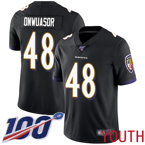 Baltimore Ravens Limited Black Youth Patrick Onwuasor Alternate Jersey NFL Football #48 100th Season Vapor Untouchable->youth nfl jersey->Youth Jersey